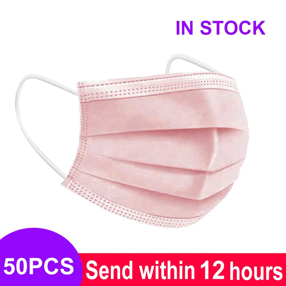 Mouth Masks 3-layer Anti-Dust Disposable Mascarillas Non Woven Meltblown Cloth Masks Elastic Ear Loop Face Mask Purest Peak